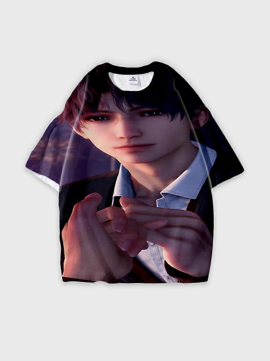 T-shirt round neck Role Pattern loose short sleeve B902