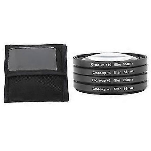 4 in 1 Nahfilter-Kit +1 +2 +4 +10 Makroobjektiv-Filter Optisches Glas 55-mm-Kamerafilter