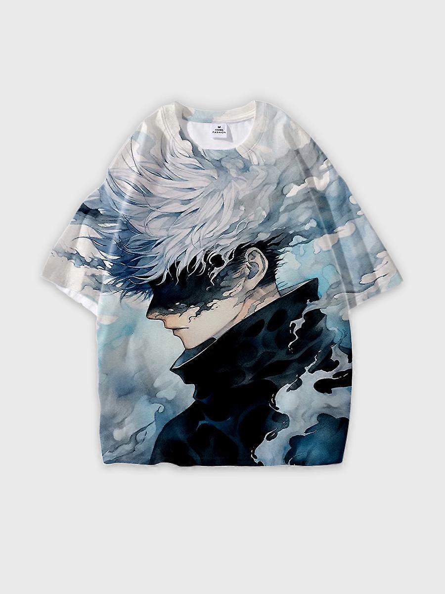 T-shirt round neck Character Pattern loose short sleeve P337