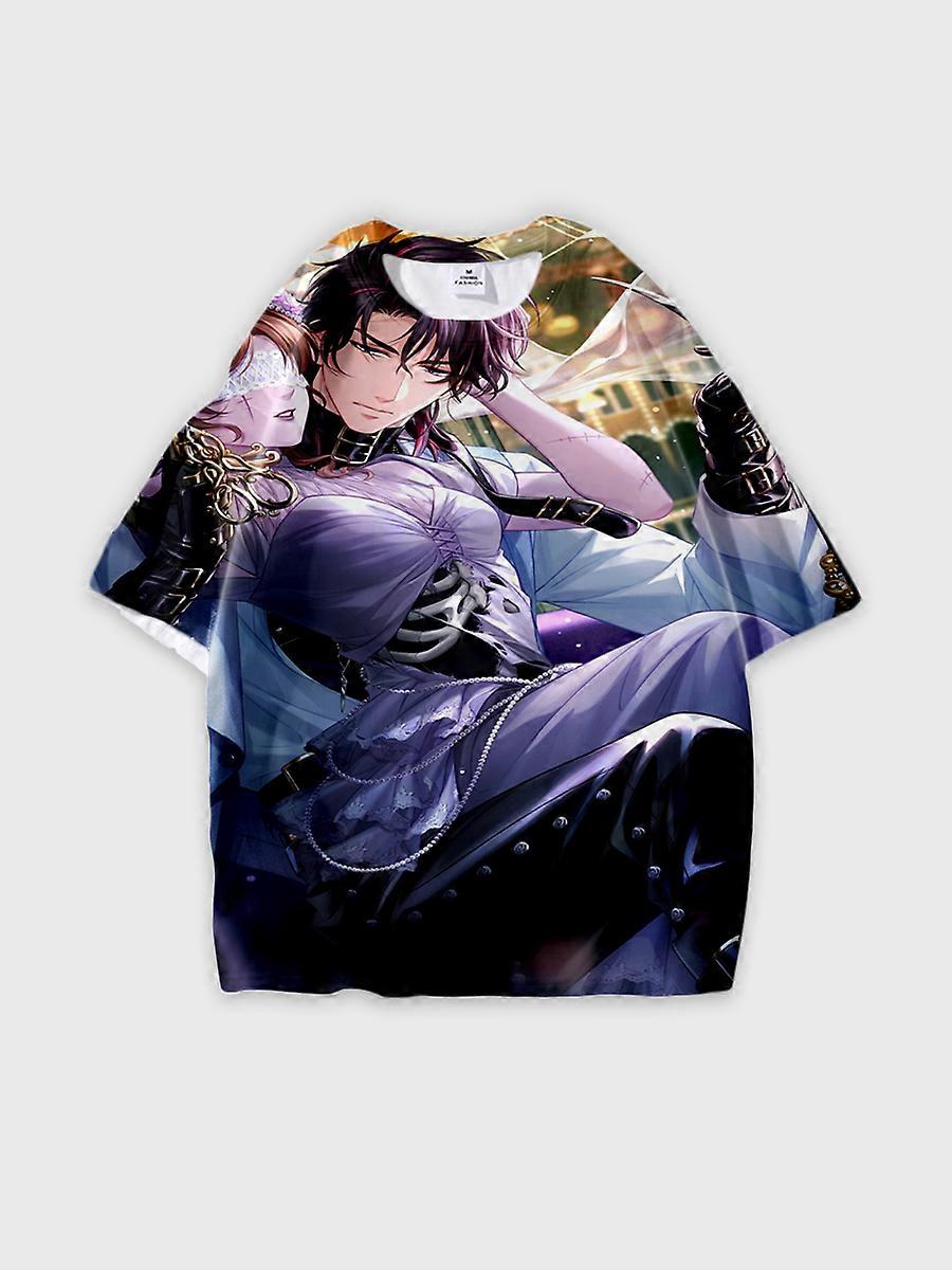 T-shirt round neck Role Pattern loose short sleeve E2327