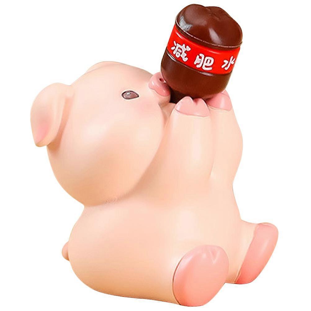Pink Resin Animal Statue for Decor Cartoon Animal Model Adds or Bedroom Decor 4.5 Inches
