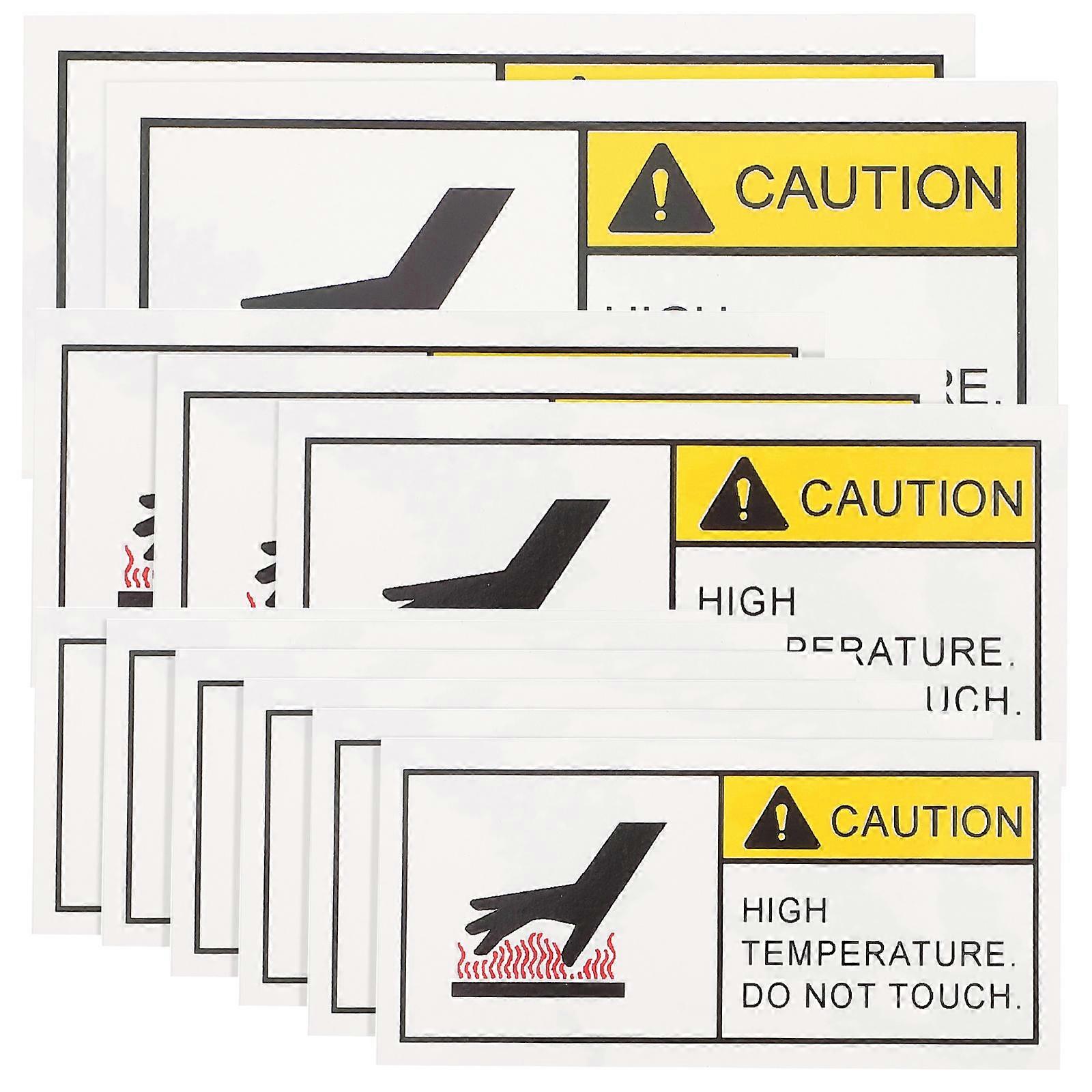 Warning Sign Stickers 10Set High Temperature Caution For Mechanical Instruments 50X25mm Easy To Use Labels