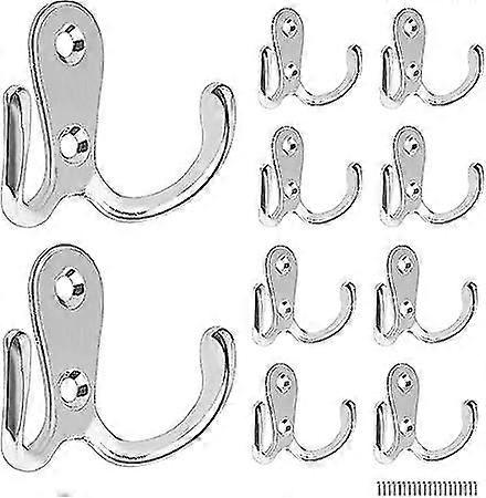 10pcs Double Wall Hook Double Clothes Hook With 20pcs Screws
