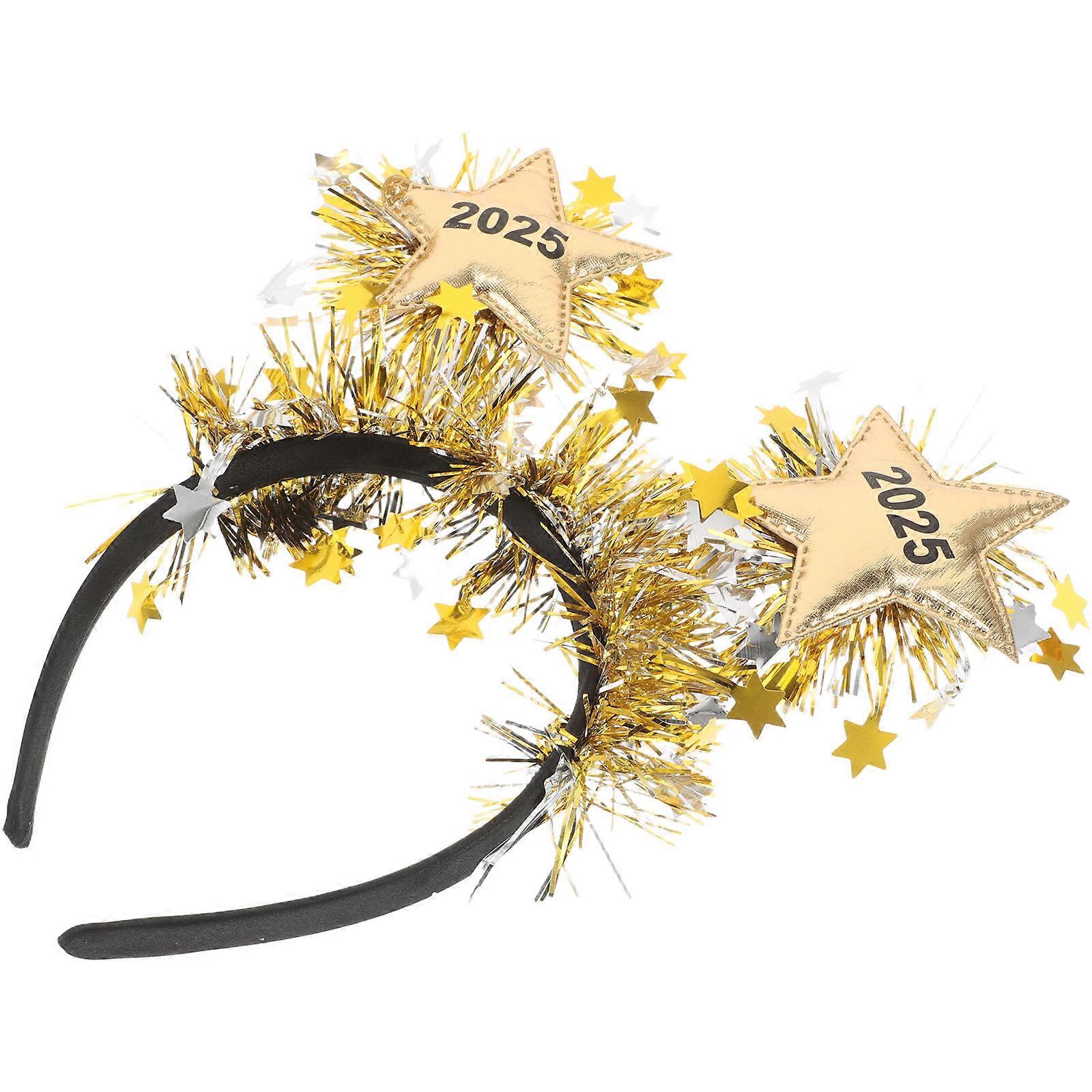 Golden Plastic Headband with Unique Design for Decor Festive Parties 2025 New Year Accessories