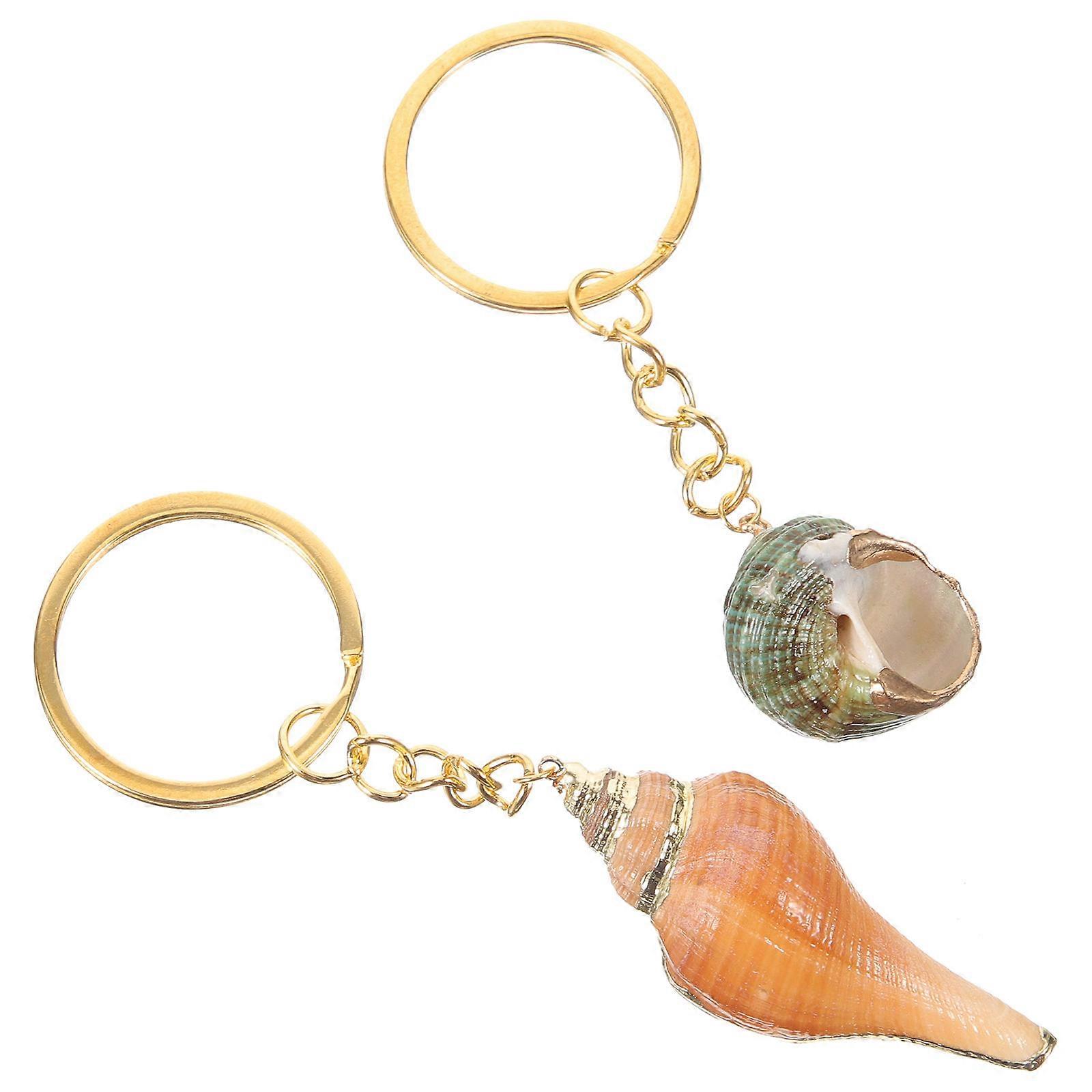 Stylish Key Ring Decorations for Decor 2Pcs Romantic Seashell Keychains
