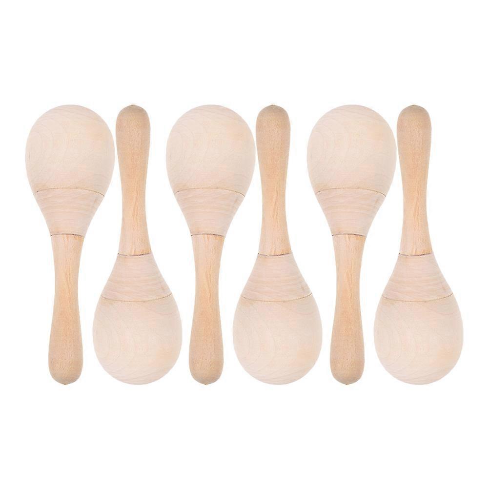Mini Maracas Party Favors Music Activities Diy Blank Design 6Pcs Light Yellow Wooden