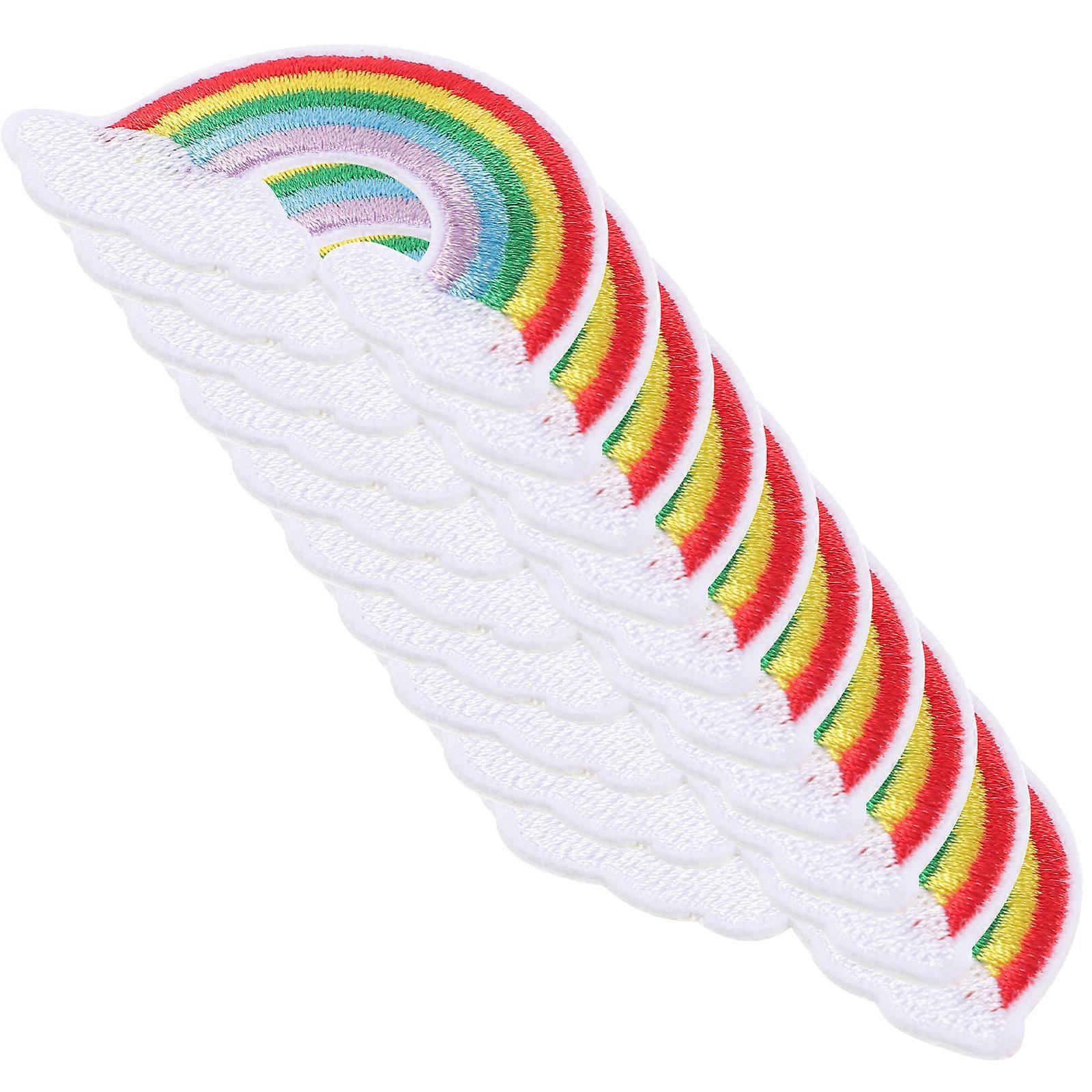 10Pcs Rainbow Embroidered Iron on Patches for DIY Decorative Applique