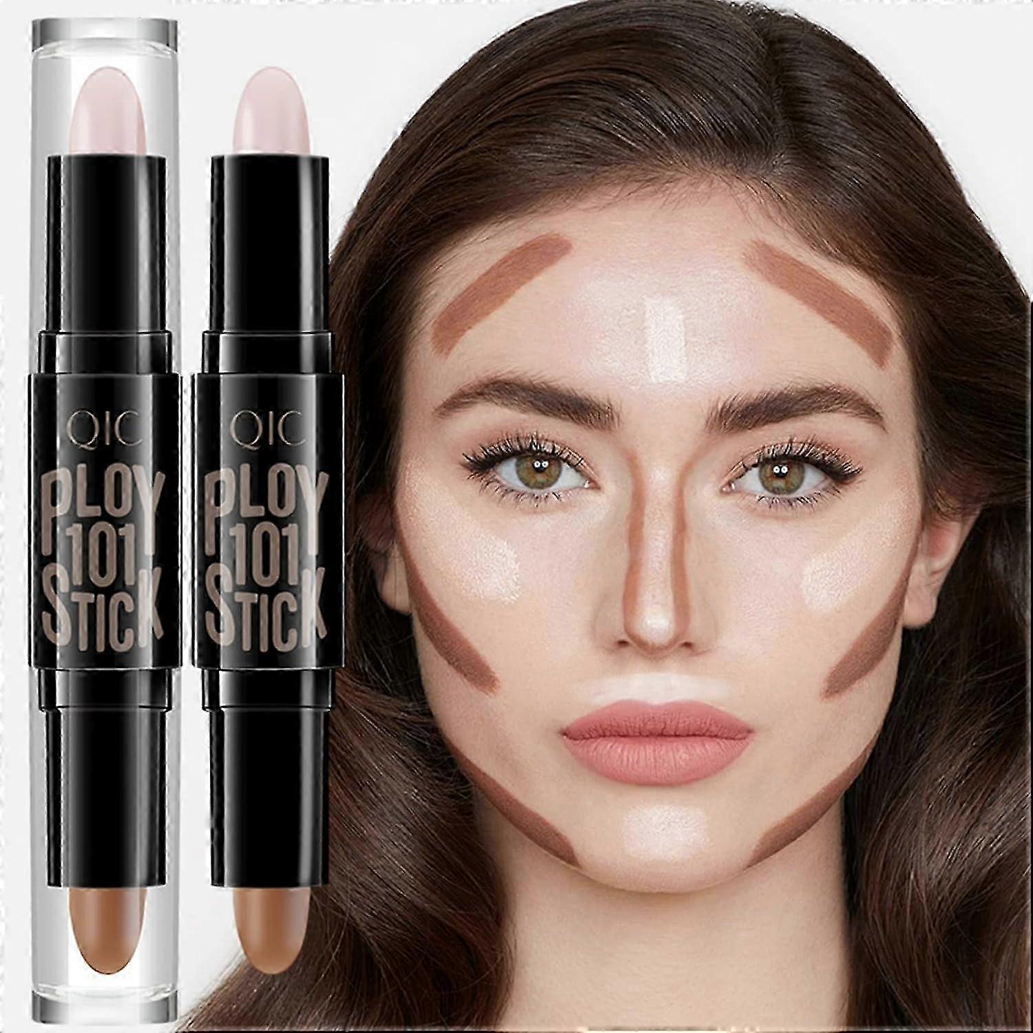 2025 Highlight Contour Stick,2 in 1 Makeup Shading Stick,Face Highlighters Sticks,Concealer Contour Highlighter Stick