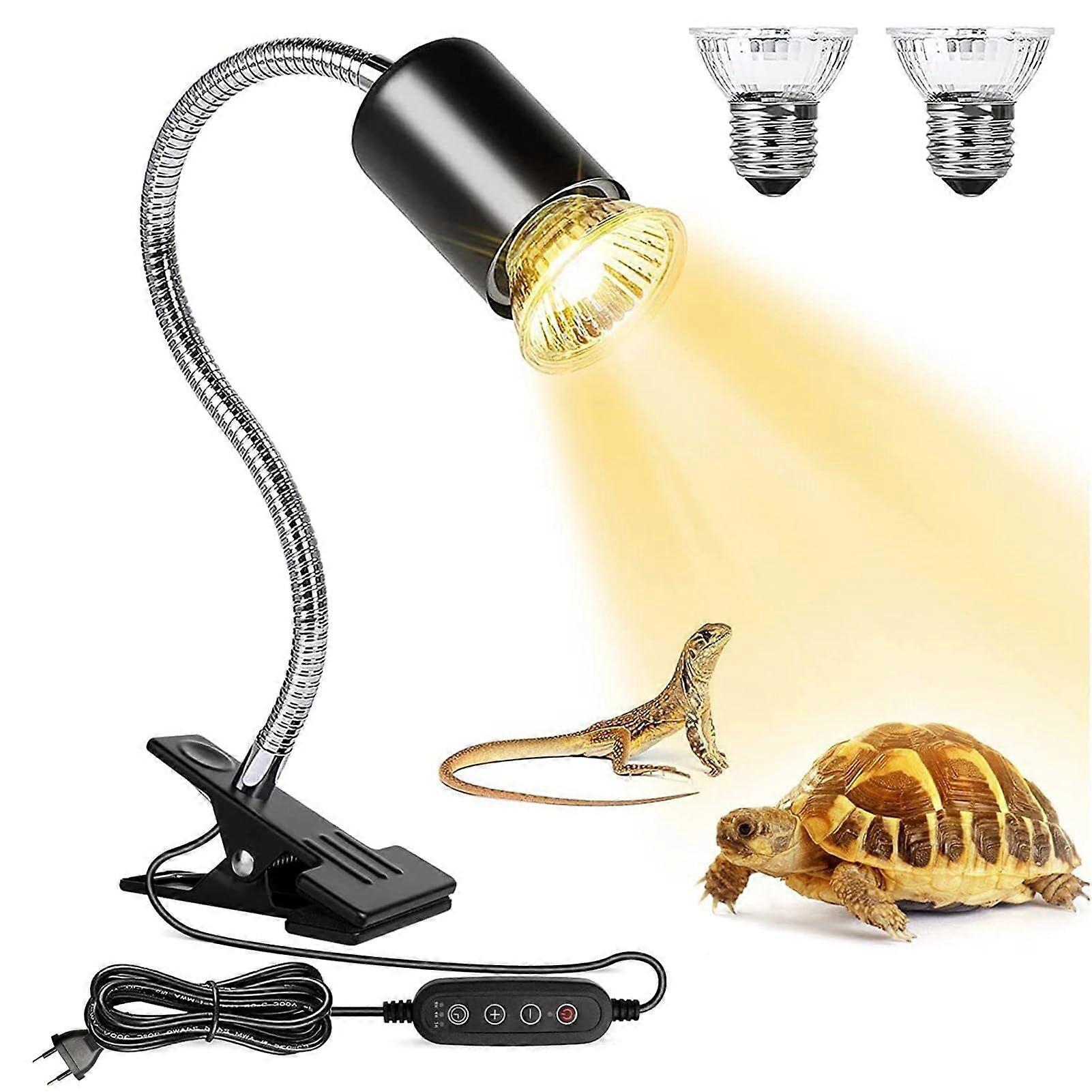 Bartagamenlampe - Dimmable 360° Rotatable Clip Heat Lamp with Natural Sunlight Simulation and Timer for Bearded Dragons