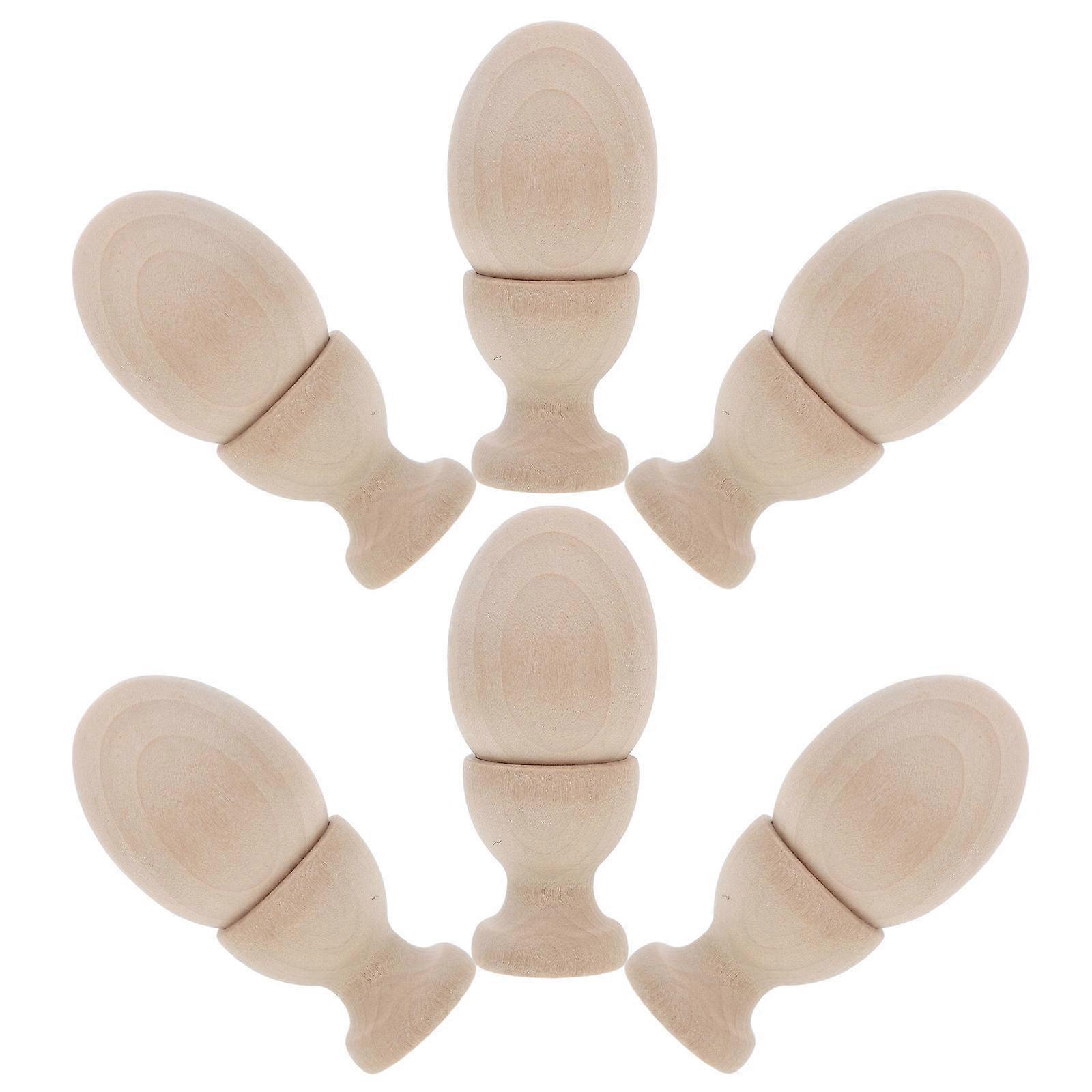 Wooden Egg Cups for Kids DIY Craft and Display Set of 12 Natural Finish for Storage Assorted Color