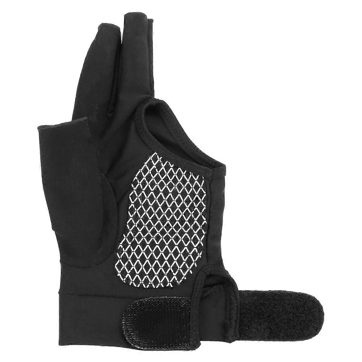 Black Billiards Glove with Antislip Silicone for Comfortable Wear Lightweight Cloth Material Fits All Flexible Portable Size L