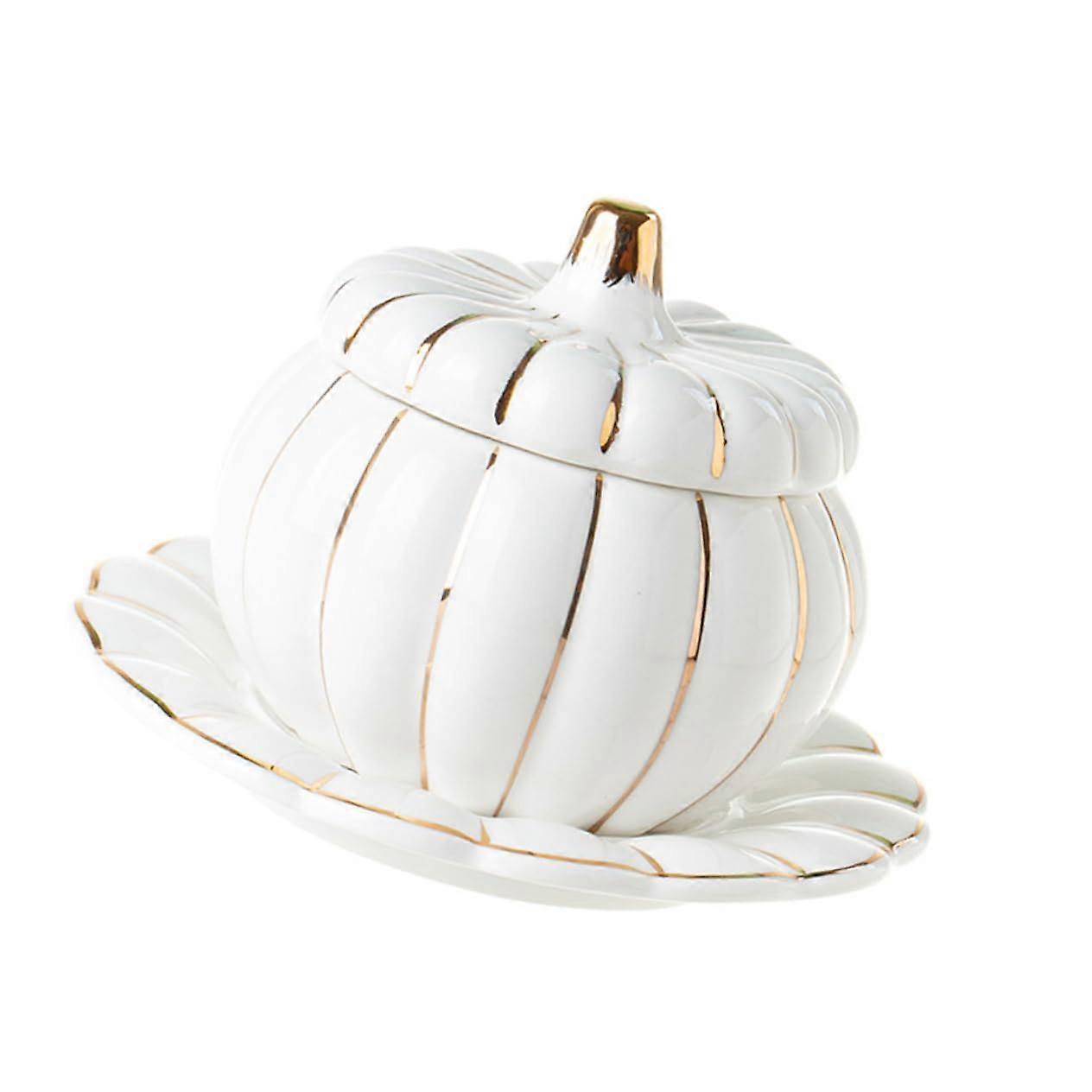 White Ceramic Pumpkin Bowl – Soup Bowl with Lid for Stews – 10x10x8.5 cm