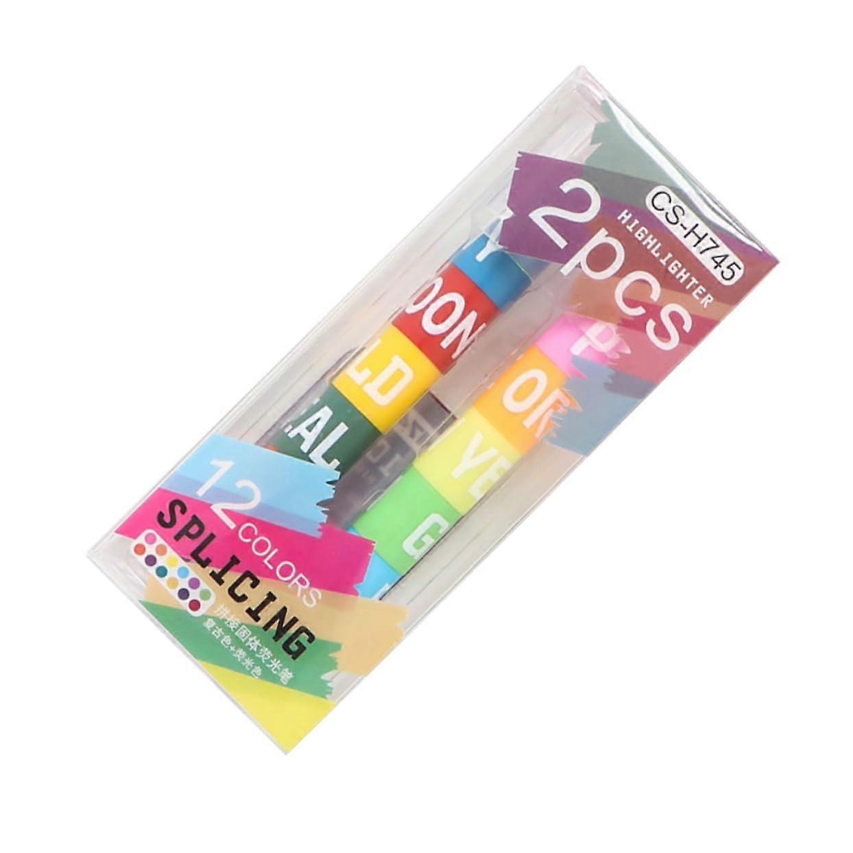 2 Pieces Colorful Practical Marker Pens Multifunctional Compact Highlighters for Learning Office and Creative Notes