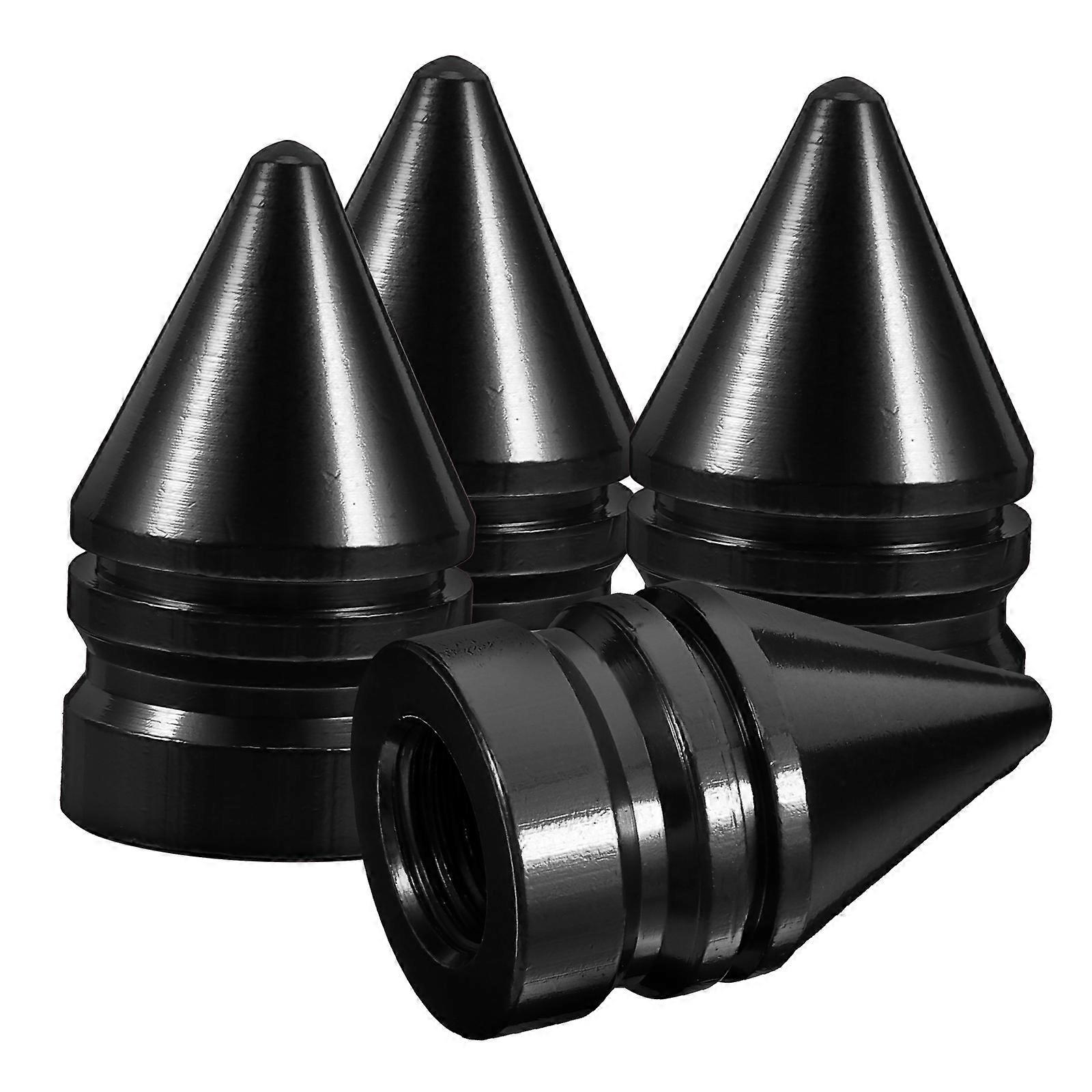 Valve Caps For Cars 4Pcs Black Tire Valve Cap Cone Shape Protector For Daily Use Vehicle