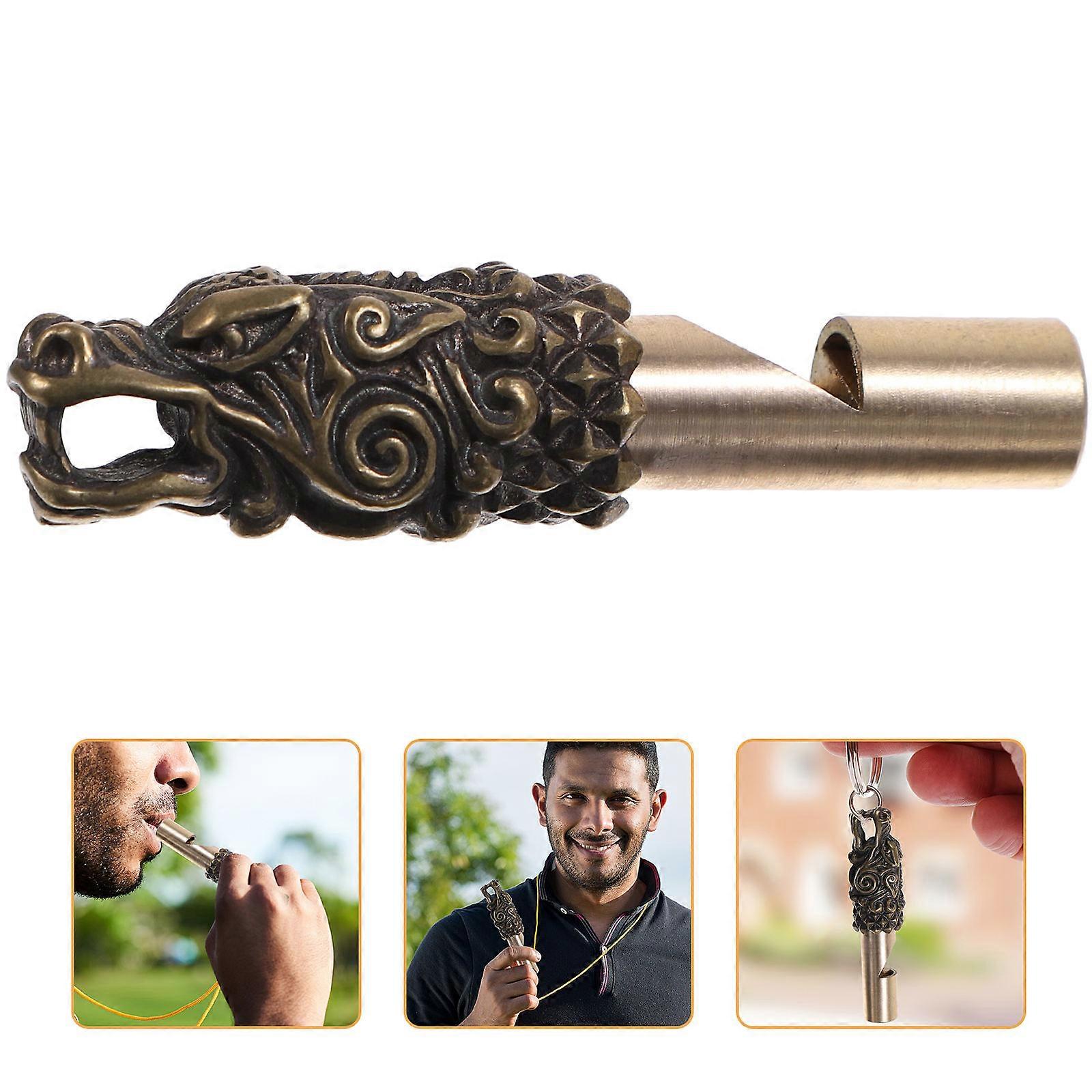 Brass Animal Head Keychain Whistle – Loud Emergency Whistle for Teachers, Referees, and Outdoor Activities