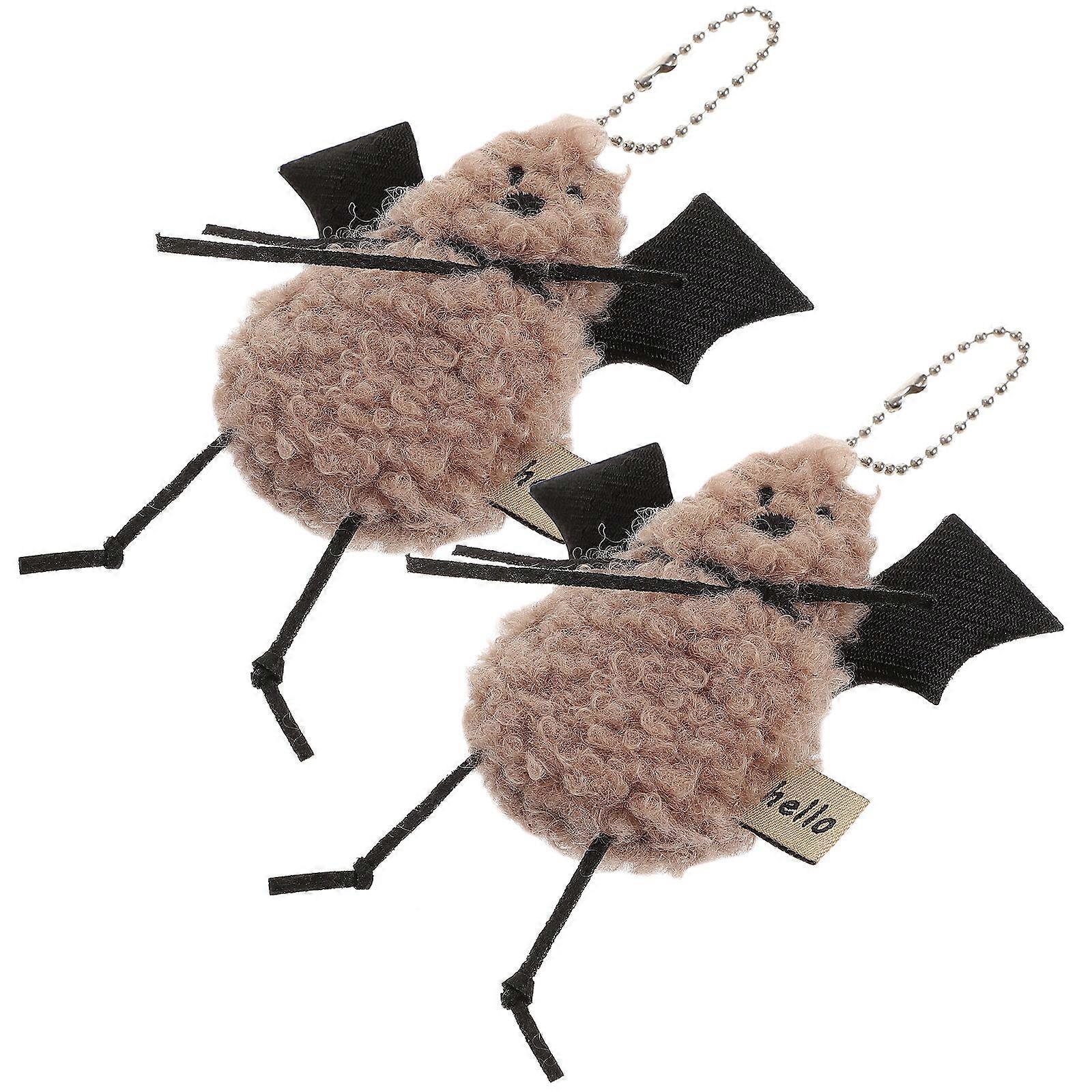 Small Plush Toy 2Pcs Backpack Charms Lovely Key Bag Hanging Decor For Everyday Use