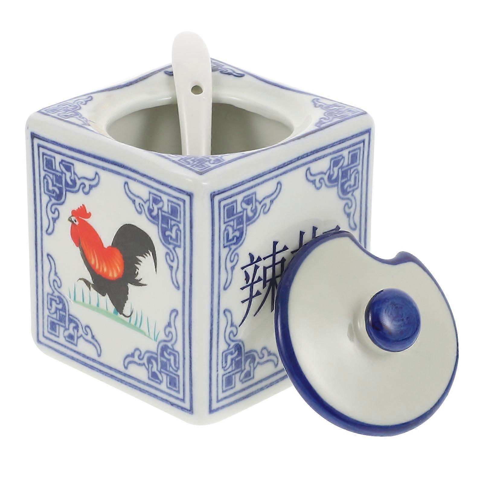 Kitchen Spice Container Ideal For Catering Service Traditional Blue Ceramic 1Pack