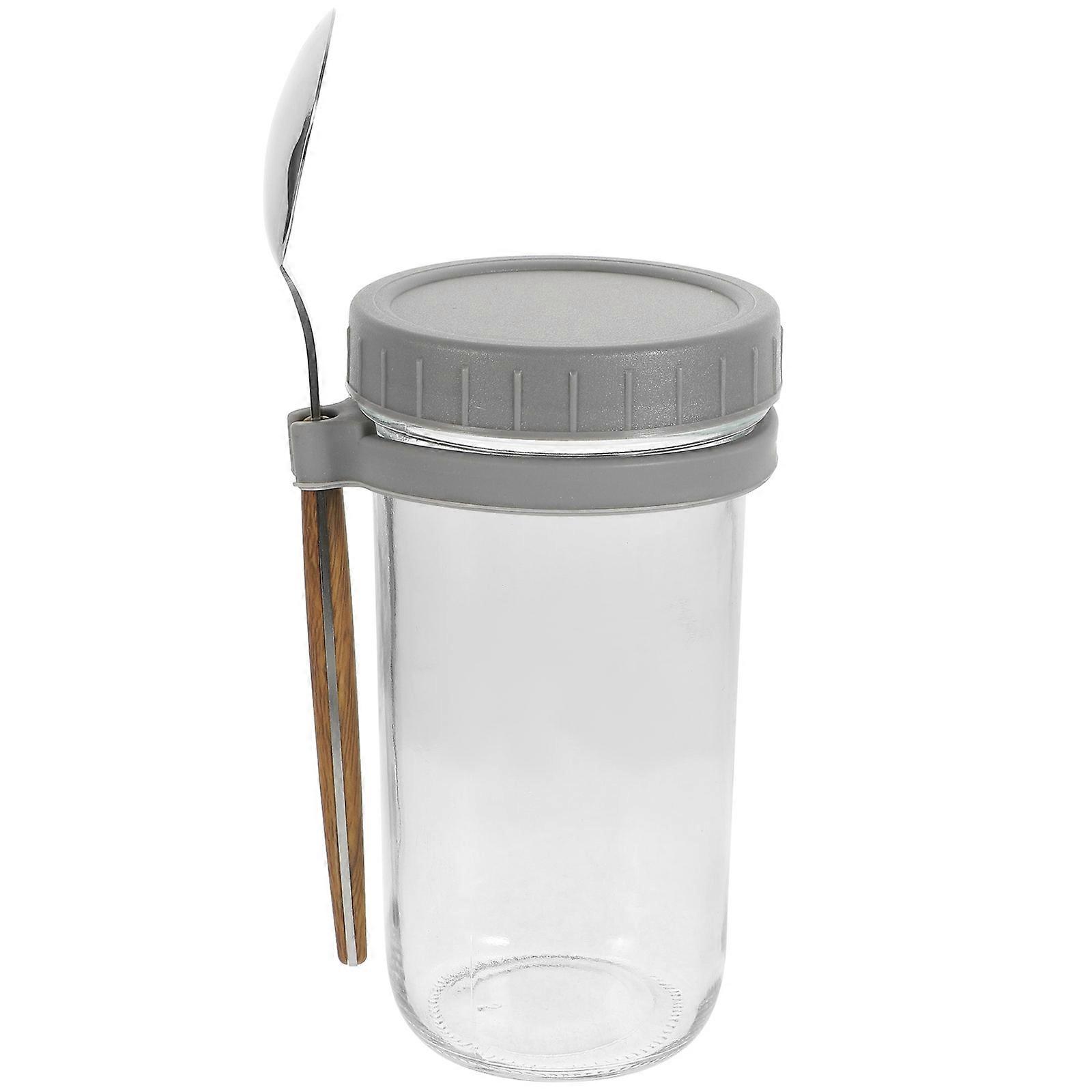 Sealed Jars With Spoon Lids 1 Set Of Large Capacity Storage Jar Grey Ideal For Overnight Oats Container Daily Use