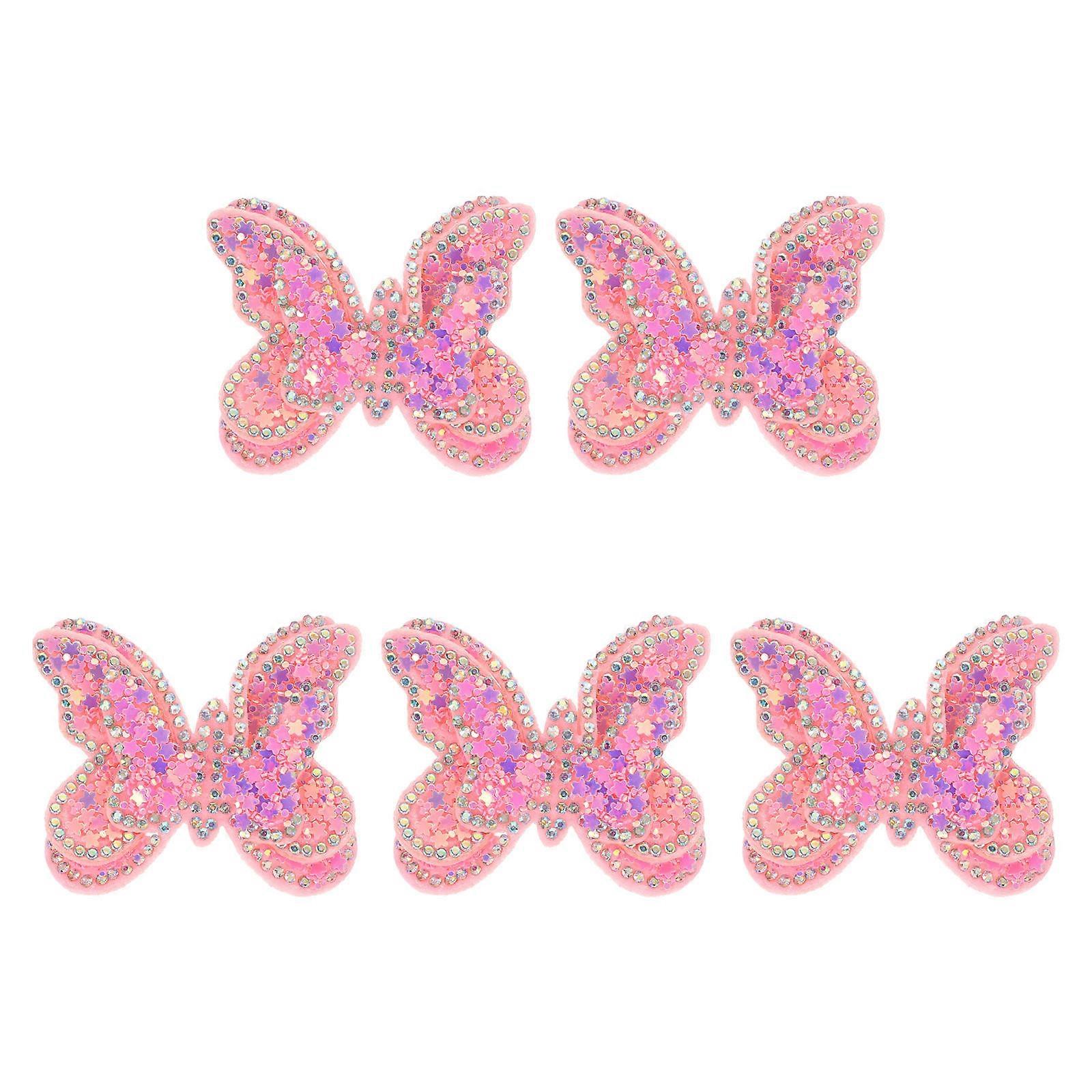 Craft Decorative Patches 5Pcs Embroidery Applique Butterfly Perfect For Home Decor Pink Repair Clothes