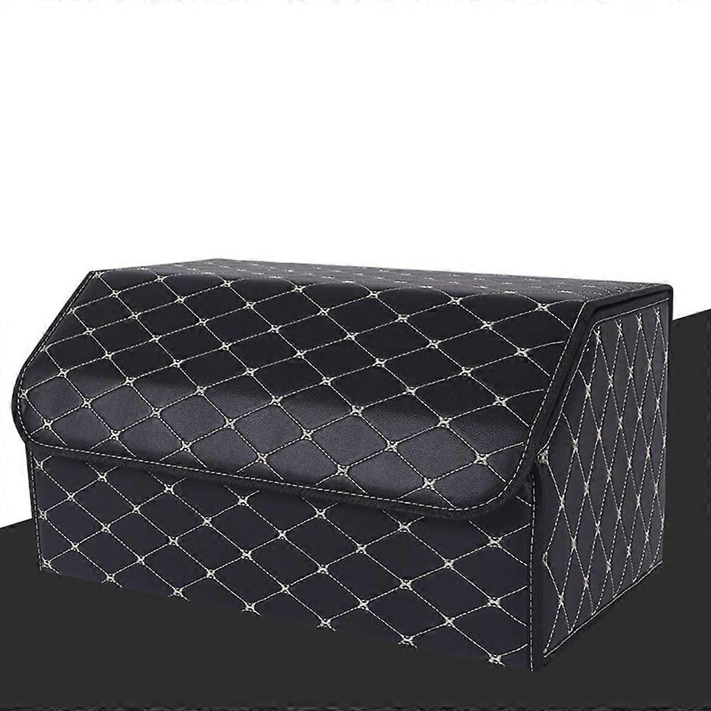 Kofferraum Organizer Auto Trunk Organizer Volvo V70 XC70 PU Leather, Waterproof, Foldable Box With Lid Black Gold Thread