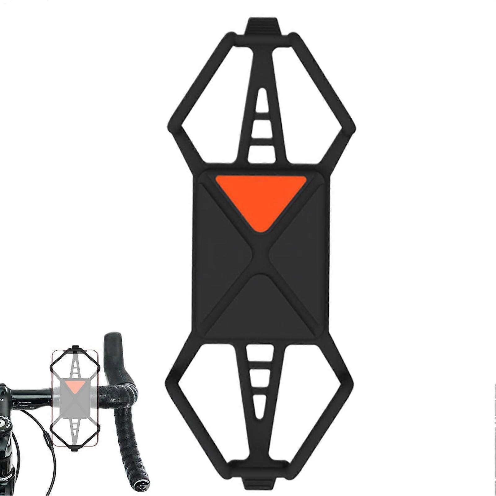 Bicycle Phone Holder, Adjustable Silicone Strap, Non-Slip, 360° Rotatable, Quick Release, Portable for Travel and Camping, Black