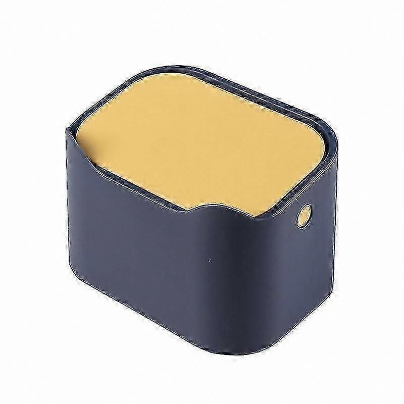 Compact Mini Trash Can with Lid, Blue and Yellow, for Table, Desk, or Bathroom Counter Use