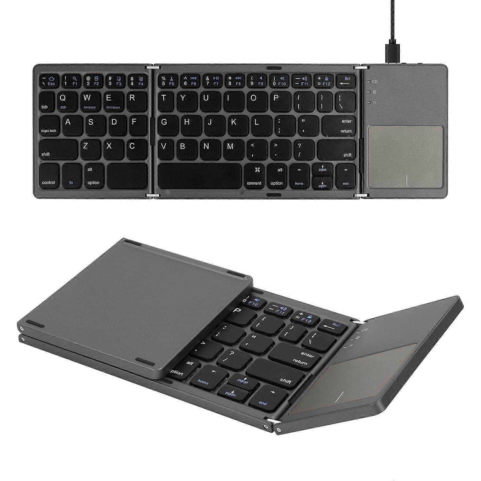 Foldable Bluetooth Keyboard with Touchpad, USB Rechargeable for Mac, iOS, Android, Windows