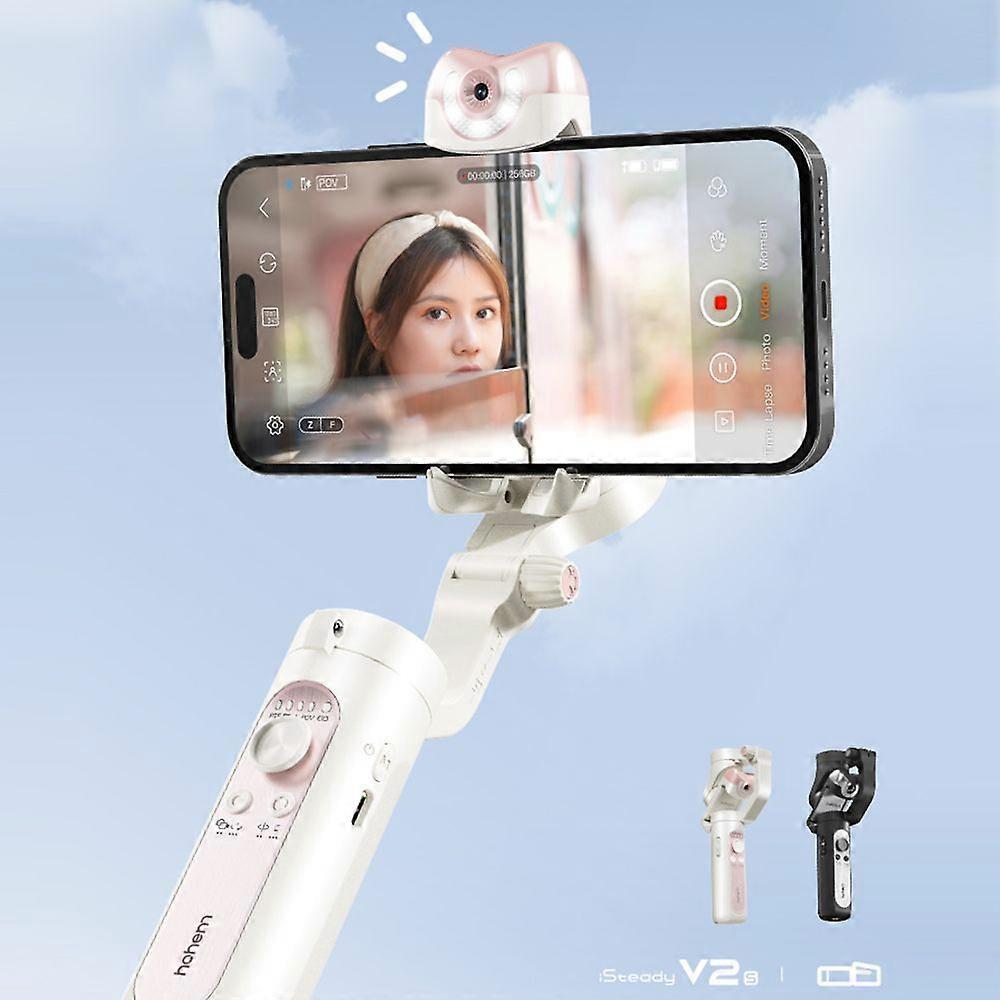 hohem iSteady V2S Portable 3-Axis Smartphone Gimbal Stabilizer AI Smart Tracking Phone Vlog Gimbal Anti-shake Gesture Control Built-in LED Fill Light