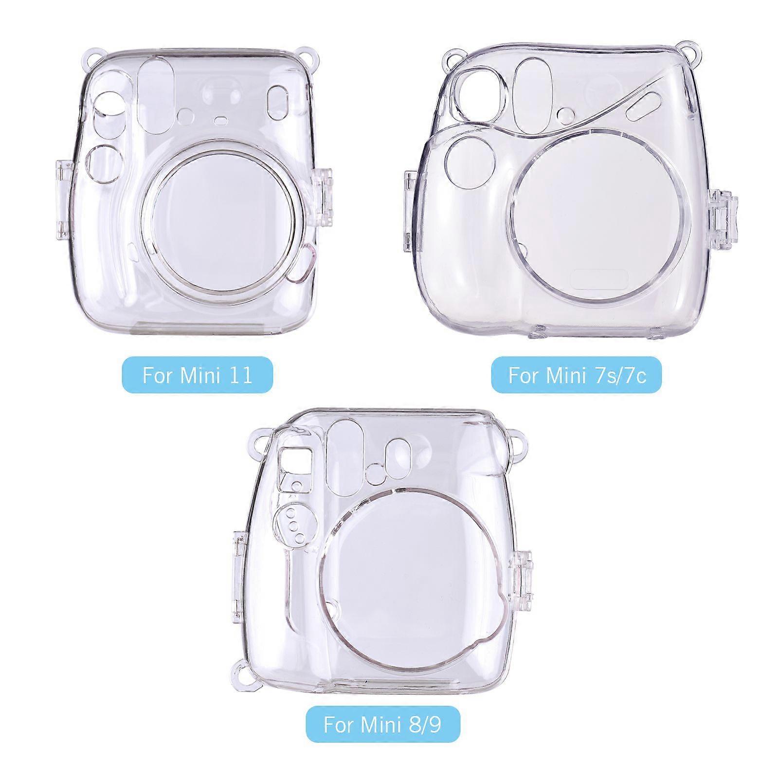 Instant Camera Transparent Protection Case with Rainbow Lanyard Replacement for Fujifilm Instax Mini 7+