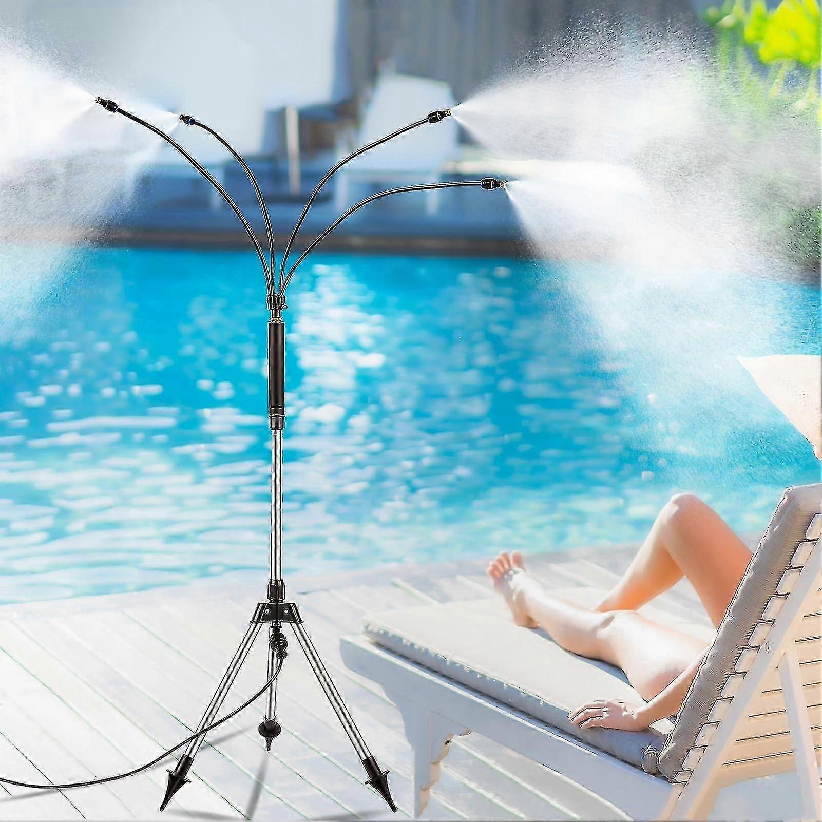 Outdoor Patio Misting System with Adjustable Height for Cooling Backyards and Porches