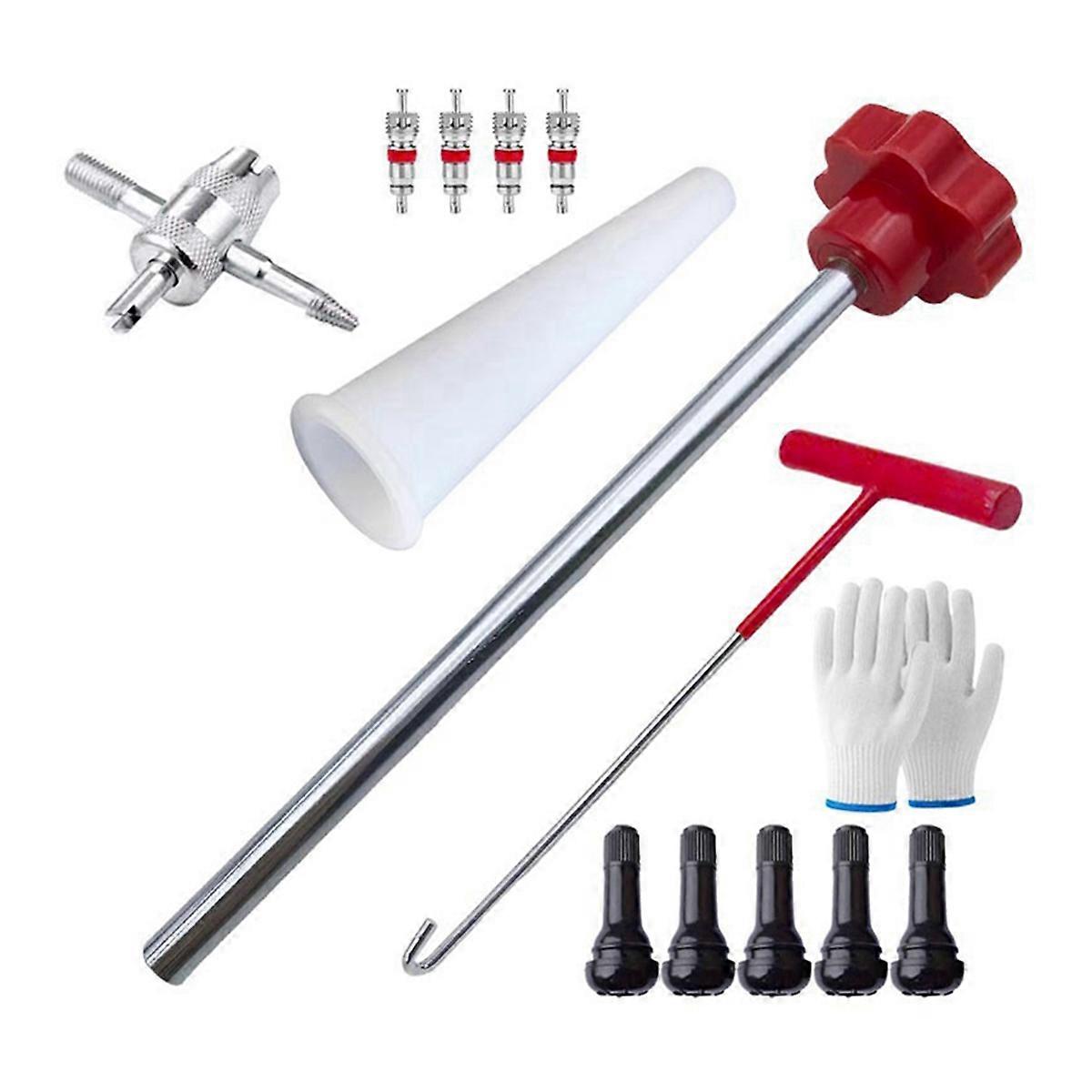 Quick Change Tire Valve Tool Kit Valve Stem Tire Valve Stem for TR413 Valve Replacement and Installation Tool Kit 13pc B