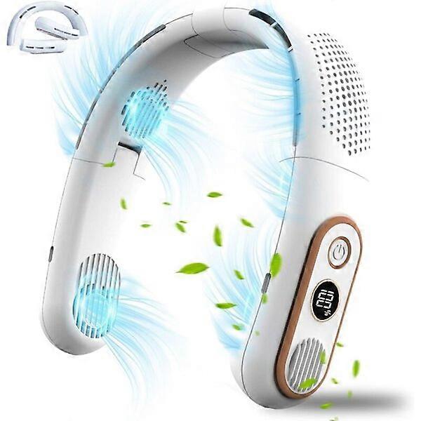 Bladeless neck fan with 4 LED display, quiet, low noise and comfortable to wear