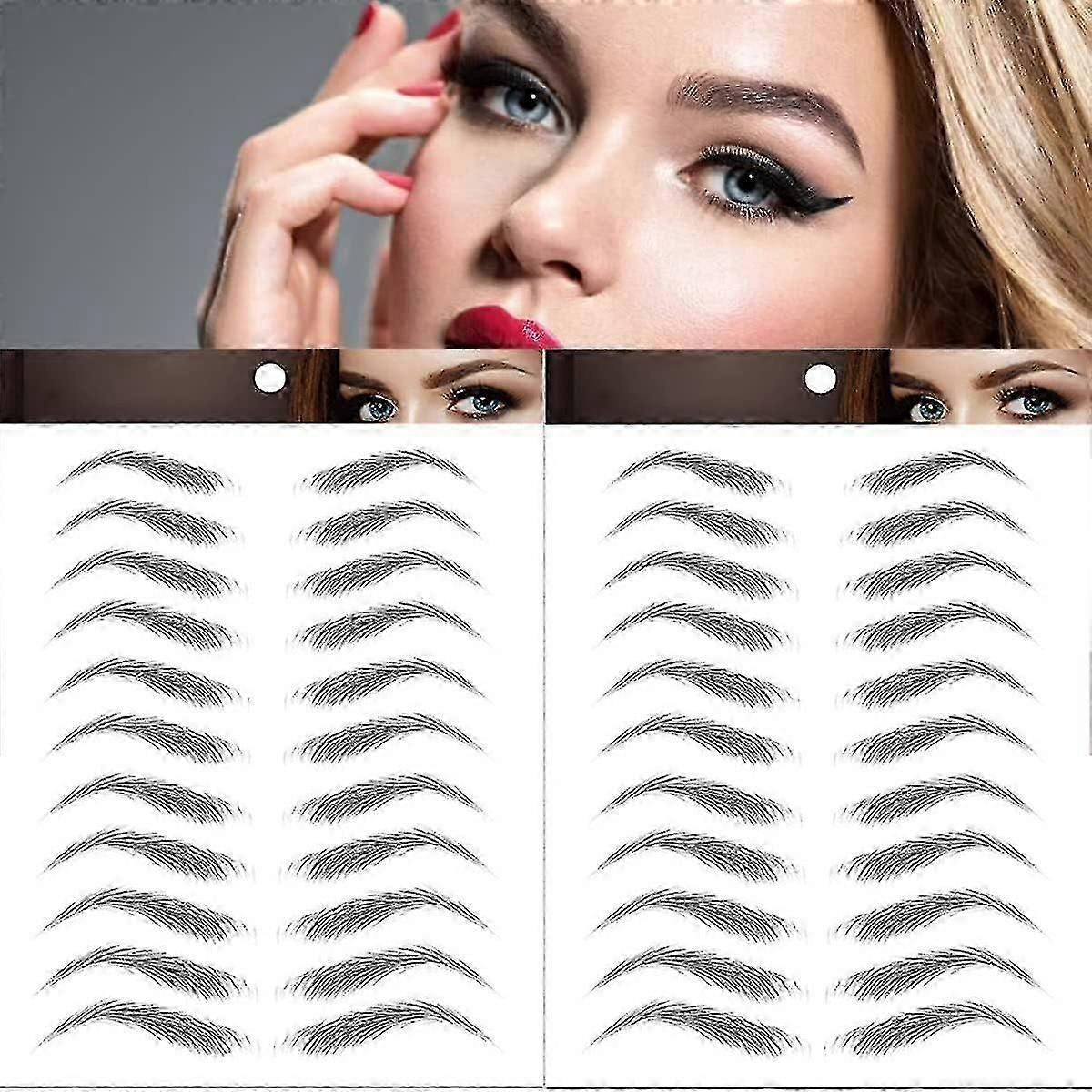 66 Pairs Eyebrow Tattoo Stickers 4d Hair-like Authentic Eyebrows Temporary - HF