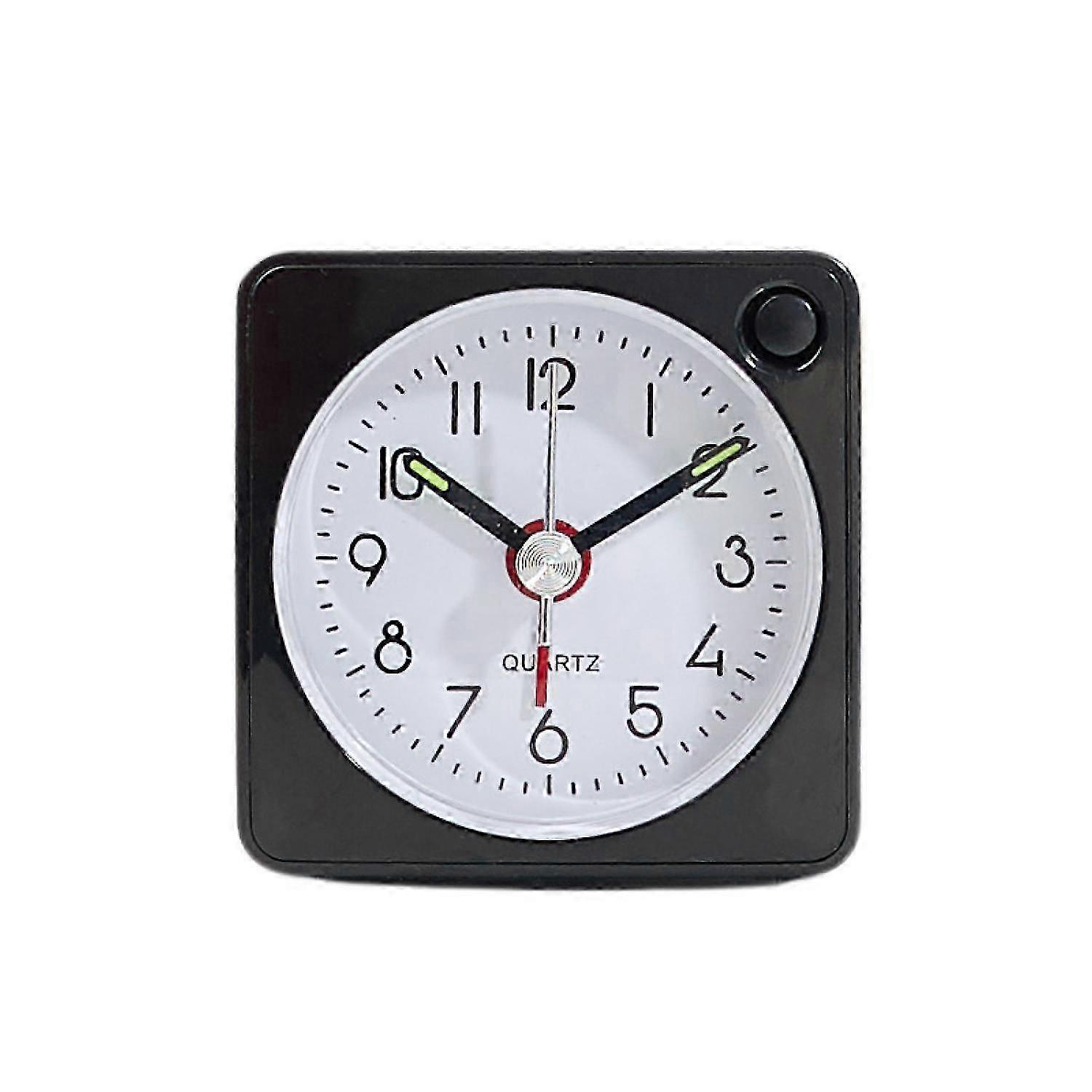 JUSTUP Alarm Clock Travel Analog Ultra Small Clock with Snooze and Light Function Super Silent Non Ticking --- Black