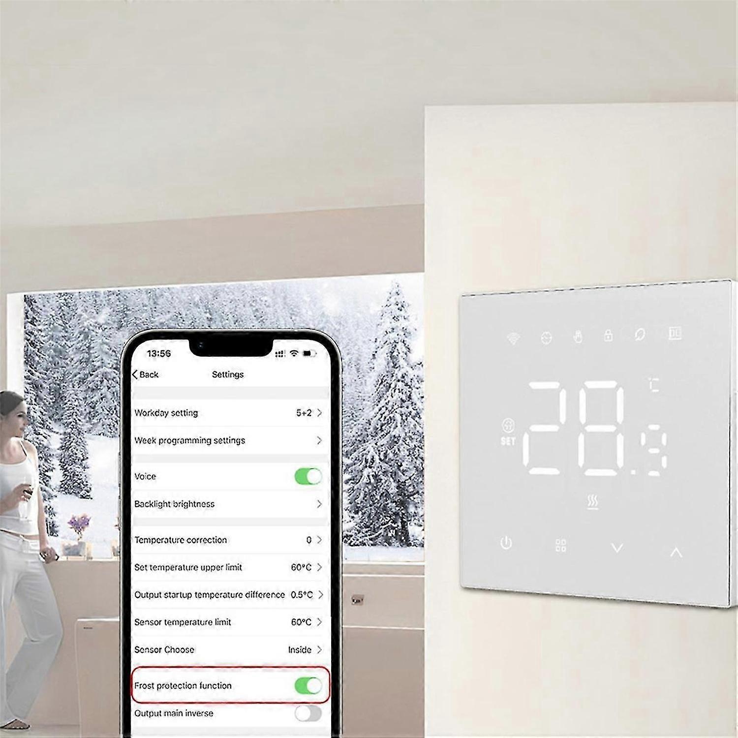 220v 16A Gas Boiler Electric Temperature Controller Home Alexa Black