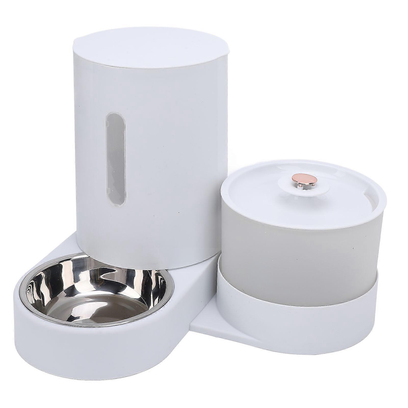 Large Capacity Cat Food Feeder and Water Fountain, Space Saving, Easy Clean, PP Material