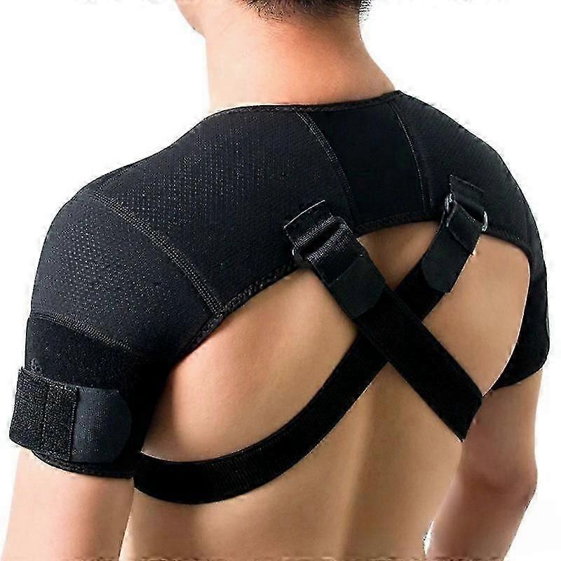 Black Double Shoulder Wrap Brace Rotator Cuff Arm Pain Relief Hot Therapy For Man And Women Flexible