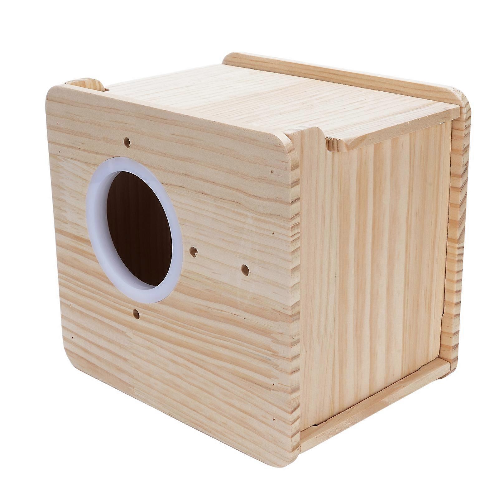 Spacious Oak Wood Parakeet Nesting Box with Acrylic Window
