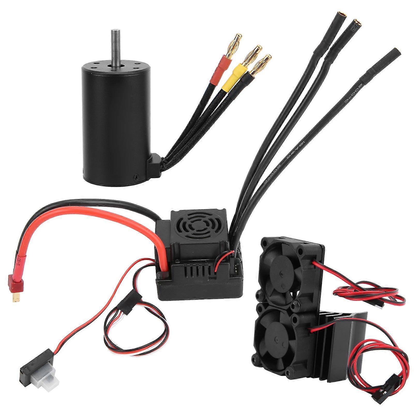 Waterproof 3660 3800KV Brushless Motor 80A Brushless ESC Heatsink Combo Set for 1/8 RC Car