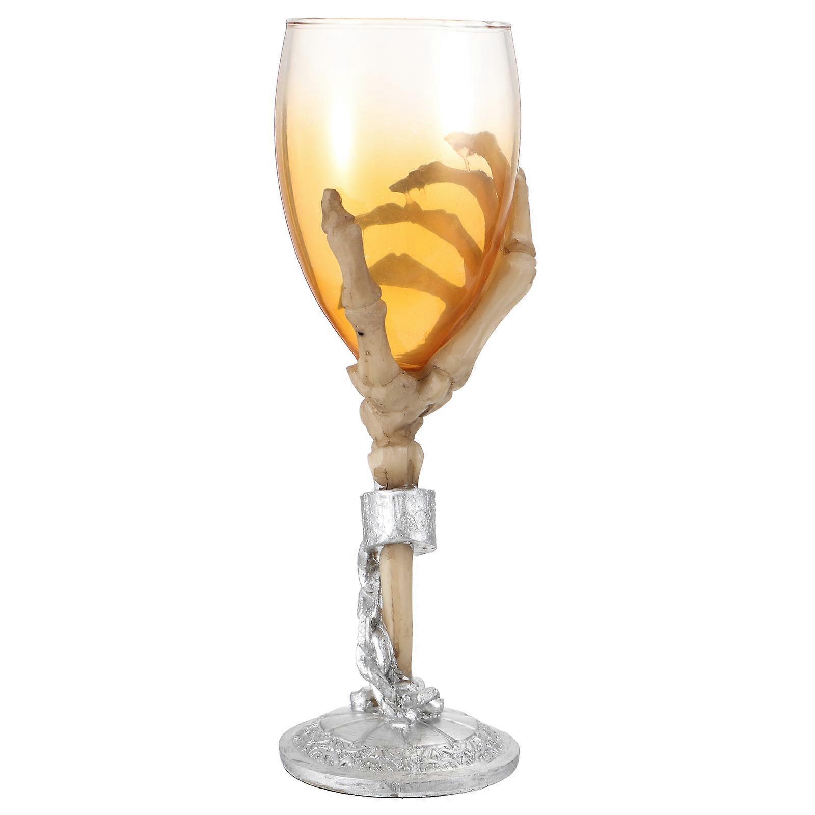 Silver Skull Hand Decorative Goblet Glass Cup for Unique Toasting 1Pcs