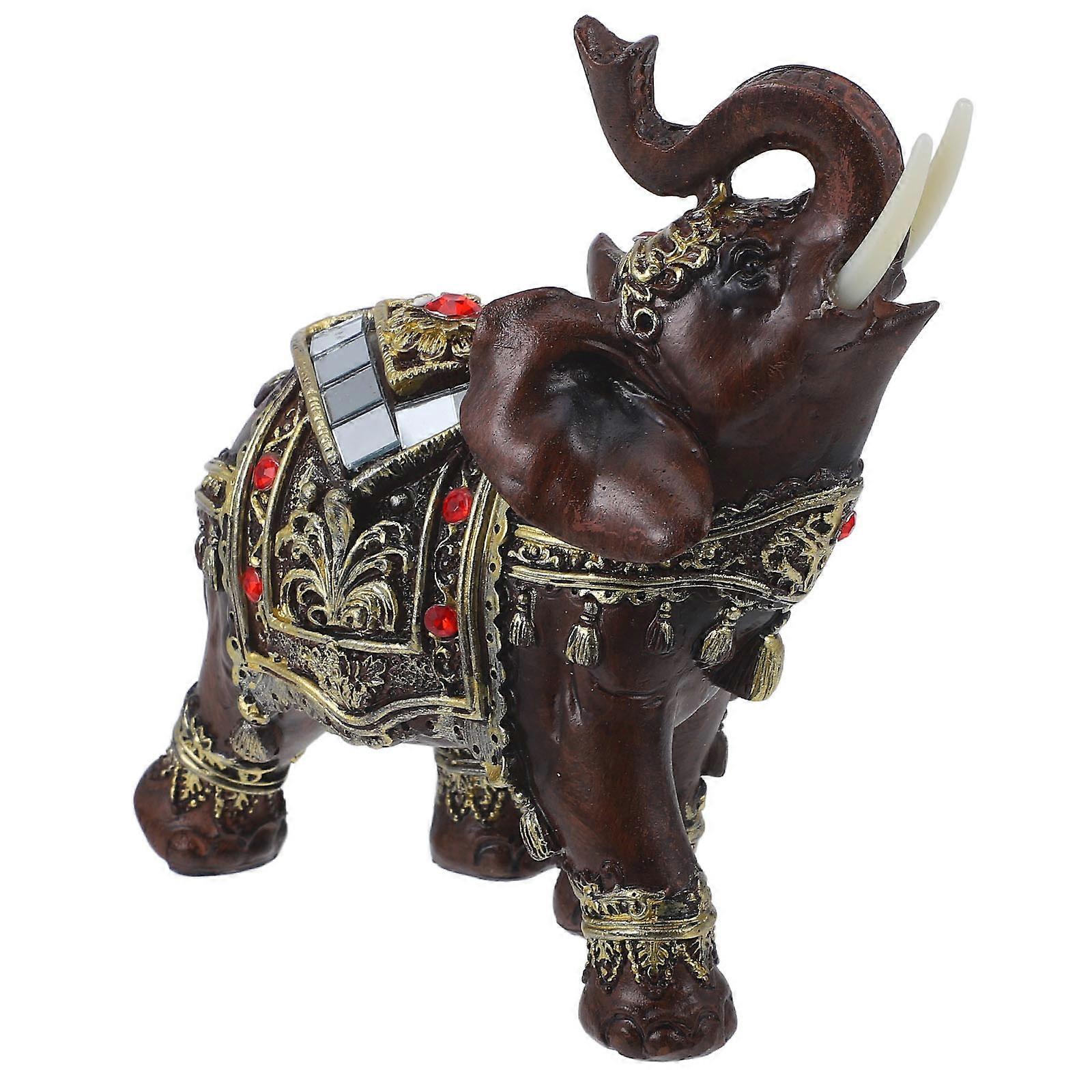 Resin Elephant Figurine Delicate Elephant Ornament for Desktop