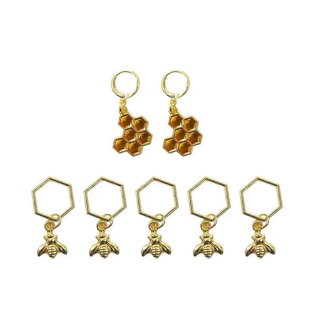 Hexagon Bee Pendants Knitting Markers Tools Sewing Supplies,D
