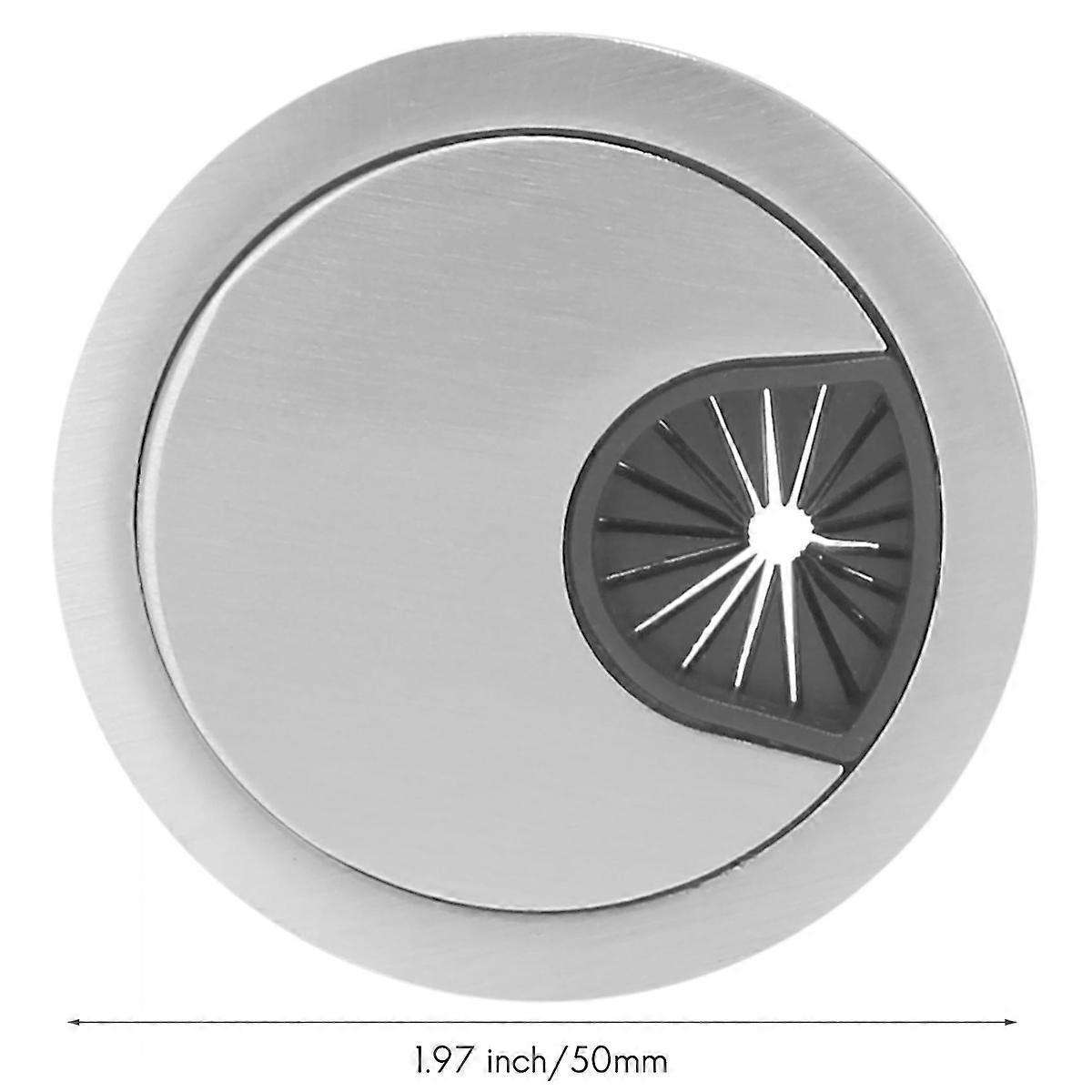 2X PC Computer Stainless Steel Outer Diameter 50mm Desk Grommet Cable Hole Cover