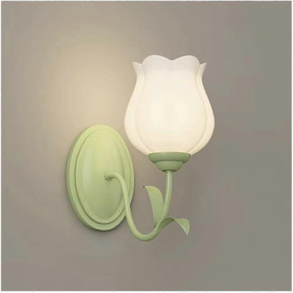 Frosted Glass Wall Sconce Retro Flower Wall Light Three-Color Dimmable Wall Mounted Bedroom Lamp Tulip 1 Light