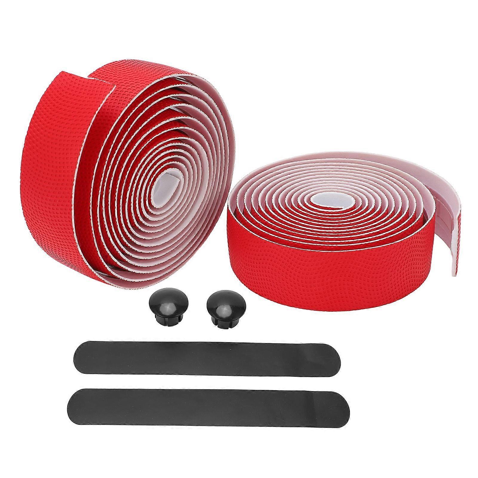 PU Leather Handbar Tape with Wavy Grain Sweat Absorption Bike Handlebar Belt for CyclingRed