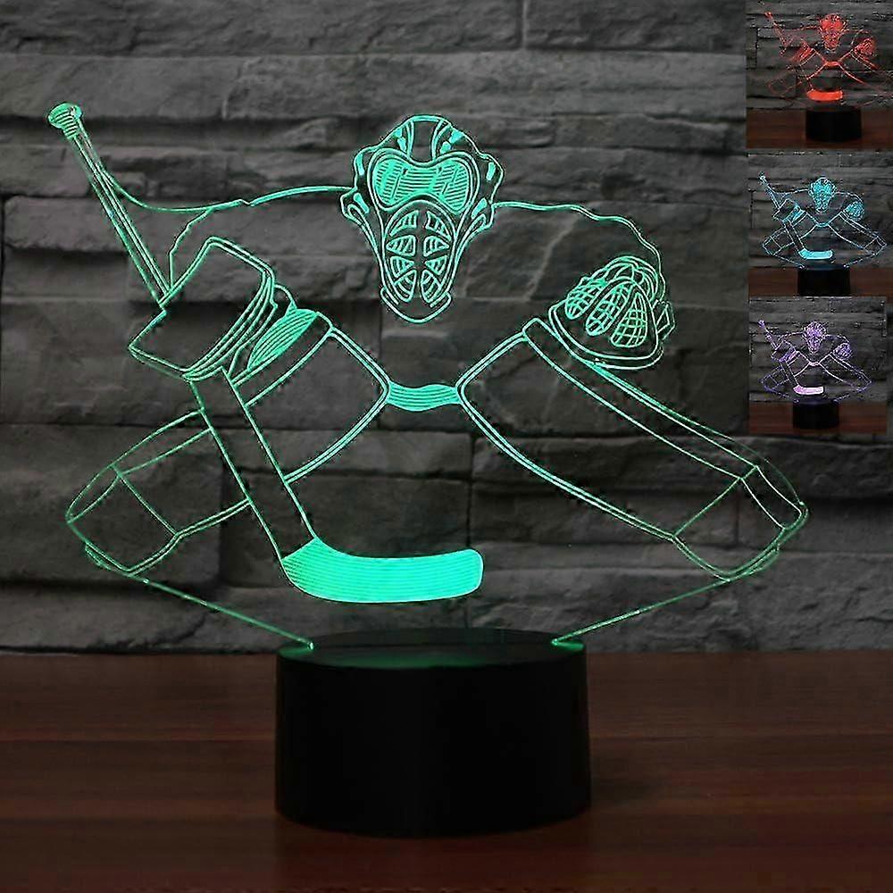 3D Ice Hockey Night Light Lamp Illusion Night Light 7 Color Changing Touch Switch Table Desk Decoration Lamps Gift with Acrylic Flat ABS Base US
