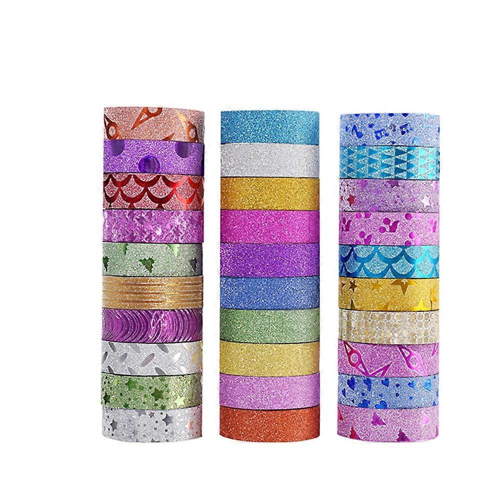 DIY Crafts Washi Masking Tape with 30 Rolls Glitter and Flower Patterns