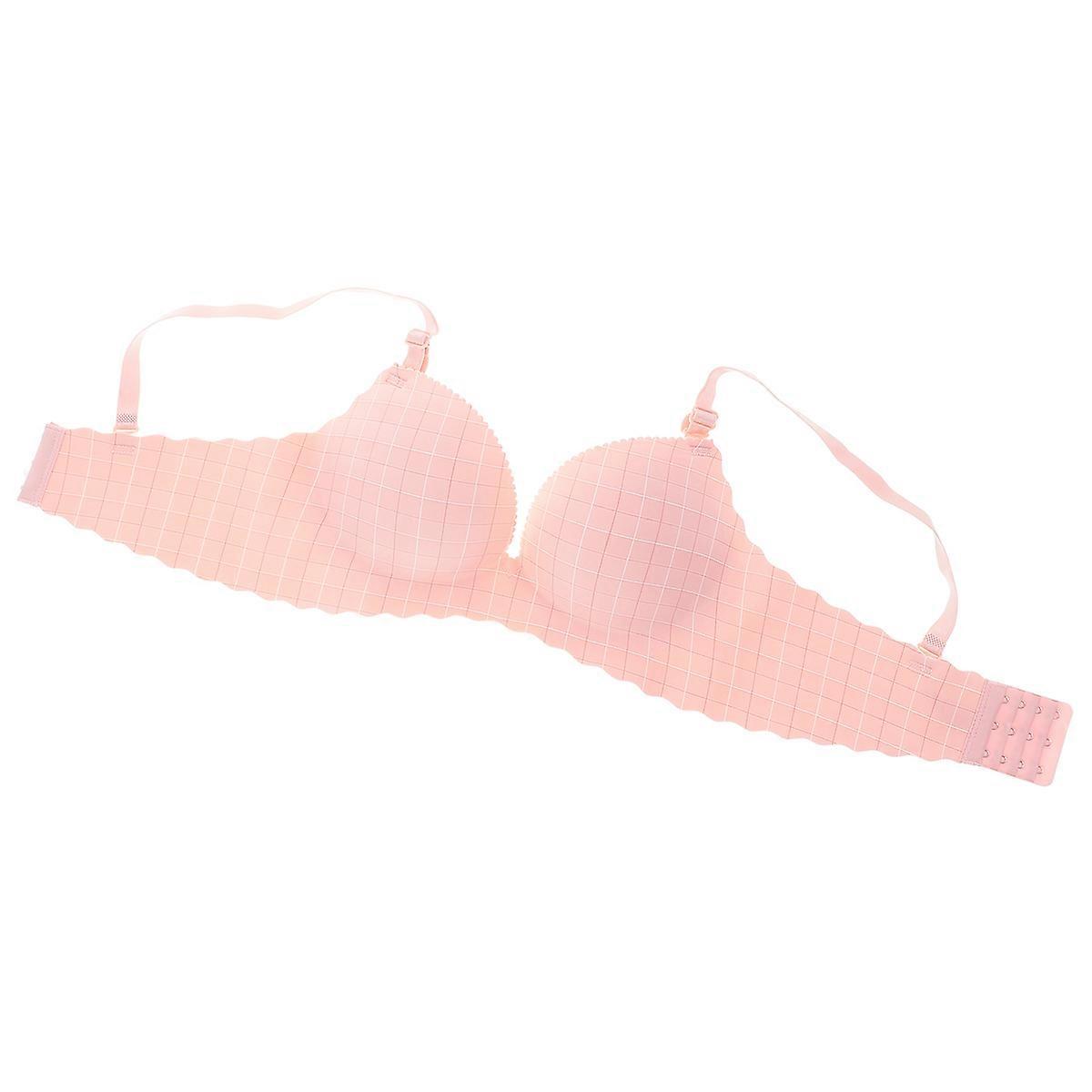 Lattice Pattern Adjustable Bra for Women 2Pcs Traceless Wireless Pink