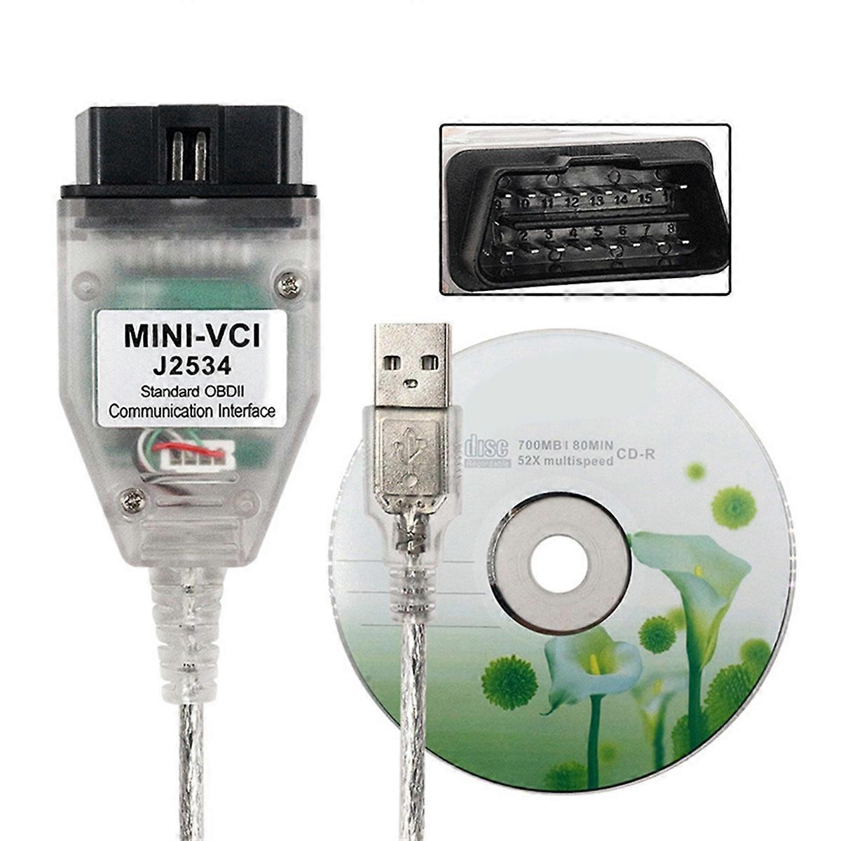 MINI VCI for TIS Techstream V18.00.008 Mini Vci FT232RL Chip J2534 OBD2 Car Diagnostic Cable