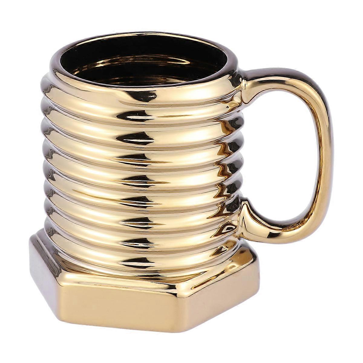 Screw Pattern Ceramic Mug for Drinking Use Golden Coffee Tea Beer Cup
